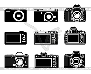 Different type camera icons - vector image