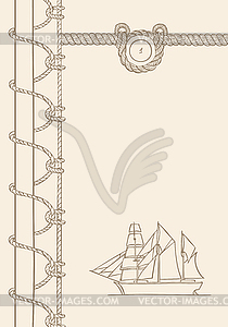 Sailing ship nautical background - vector clipart