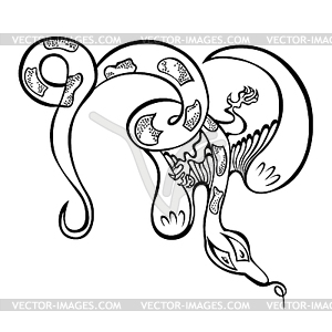 Fancy fabulous flying animal dragon serpent - vector clipart