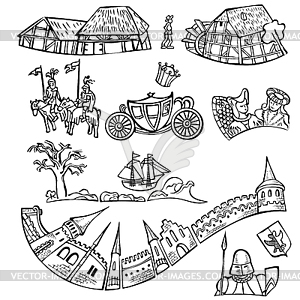 Set of fairytale decorative elements - vector clip art