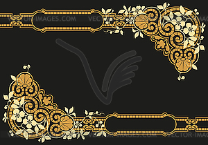 Старинная золотая рамка, декоративный цветочный узор - изображение в векторном формате
