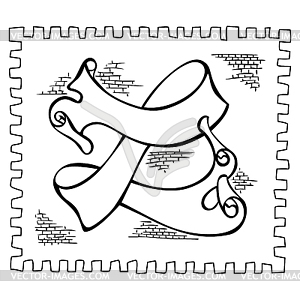 Black and white old scroll banner - vector EPS clipart