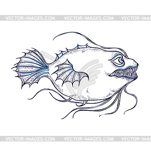 Predatory fish cartoon character - vector image