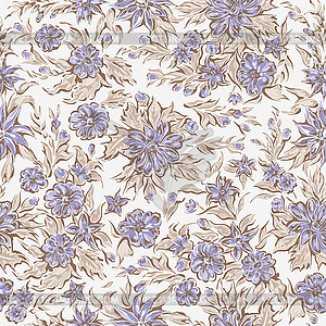 Seamless pattern flowers of fabric or surface - vector clipart