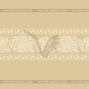 Seamless pattern stripe lace flowers, border with - vector image