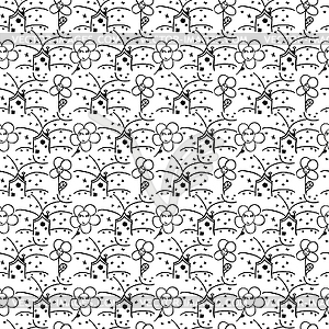 Seamless pattern in kids drawing style - vector image