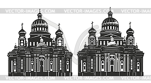 Саранский собор Ушакова силуэт - клипарт в векторе