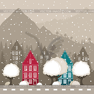 City in mountains - vector clipart