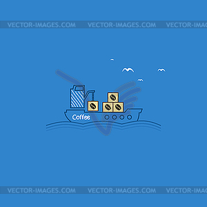 Coffee ship - vector clipart