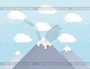 Mountain pixel art - vector EPS clipart