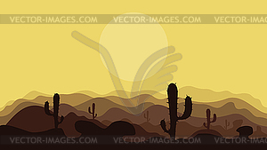 Горы в пустыне - векторное графическое изображение