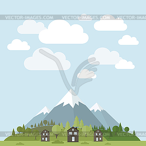 House in mountains - vector image