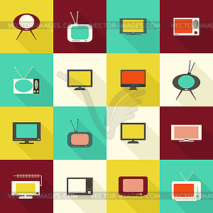 TV flat icon - vector clipart