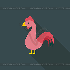 Cock flat icon - vector image