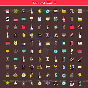 Collection flat icons - royalty-free vector image