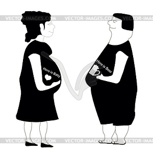 Мультяшный женщина и толстый человек - векторный графический клипарт