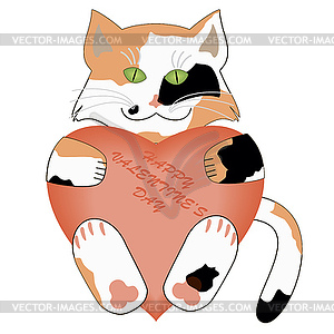Valentines day kitten - vector clipart