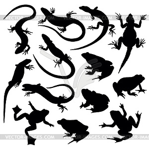 Reptile Animal Silhouette Set Black - vector EPS clipart