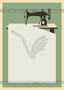 Sewing machine with blank paper for text - vector clipart