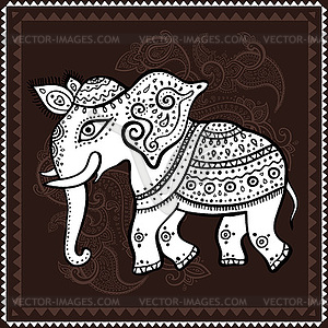 Elephant. Indian style. Decorative  - vector image