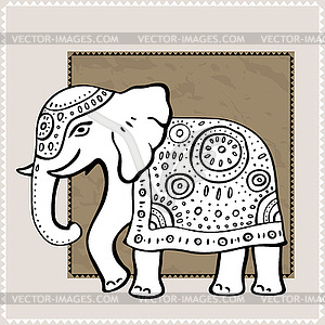 Elephant. Indian style. Decorative  - vector image