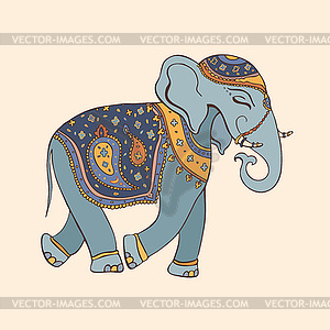 Слон. Индийский стиль. Декоративный - векторная иллюстрация