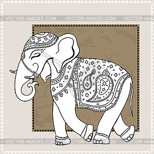 Elephant. Indian style. Decorative  - vector image