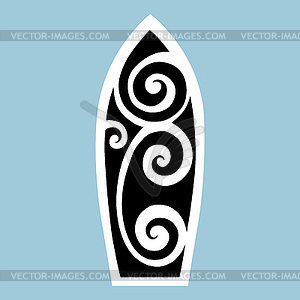 Surf board. Tattoo style - vector clipart / vector image