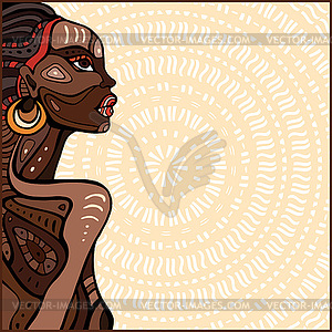 Профиль красивой африканской женщины - иллюстрация в векторном формате