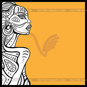 Profile of beautiful African woman - color vector clipart