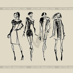 Silhouettes of Fashion Women - vector image
