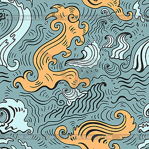 Sea waves. Seamless background - vector image
