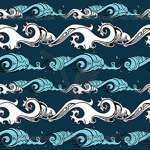 Sea waves. Seamless background - vector clipart