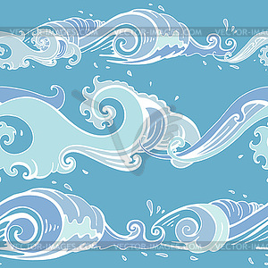 Sea waves. Seamless background - vector image