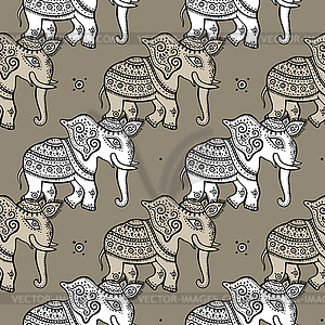 Elephants. Seamless pattern - vector clipart