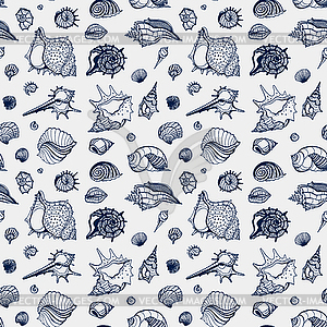 Seamless pattern of Sea shells - vector clipart