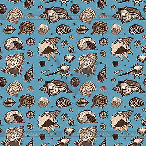 Seamless pattern of Sea shells - vector clipart / vector image