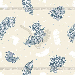 Feathers. Seamless pattern - vector clip art
