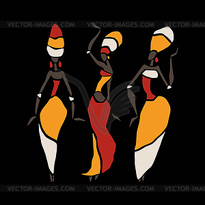 Африканские танцоры силуэт набор - векторное графическое изображение
