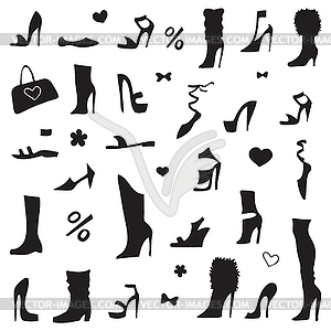 Коллекция обуви женские - векторный клипарт / векторное изображение