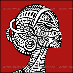 Profile of beautiful African woman - vector clipart