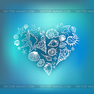 Heart of Sea shells - vector image