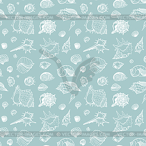 Seamless pattern of Sea shells - vector clipart
