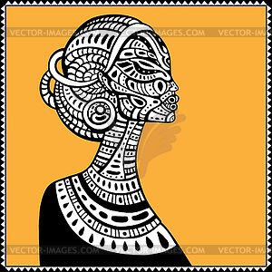 Profile of beautiful African woman - vector clipart