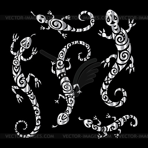 Lizards. Polynesian tattoo style - vector image