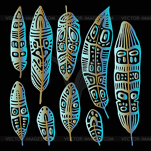 Ethnic Feather set - vector clip art