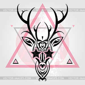 Deer head. Tribal pattern - vector clip art