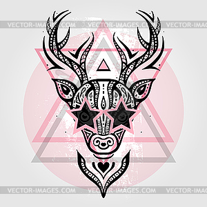 Deer head. Tribal pattern - vector image