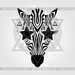 Zebra head. Tribal pattern - vector clipart