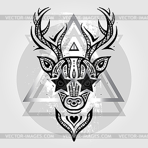 Deer head. Tribal pattern - vector image